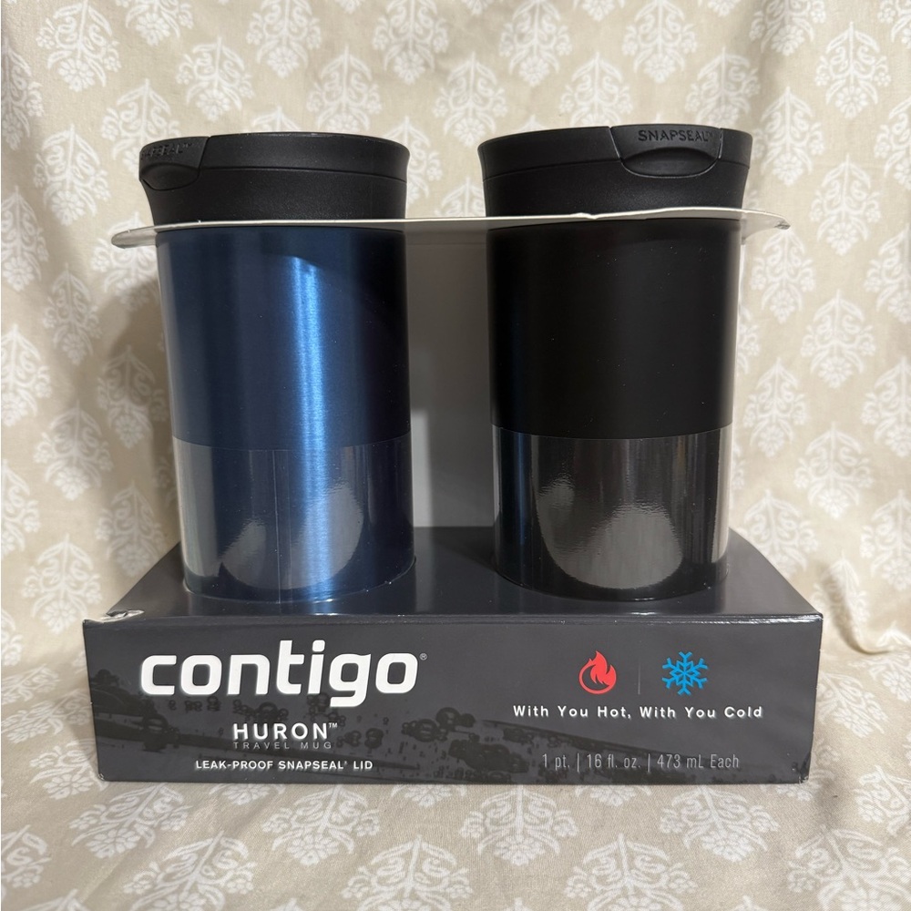 Contigo Huron Travel Mugs - Black and Blue Set